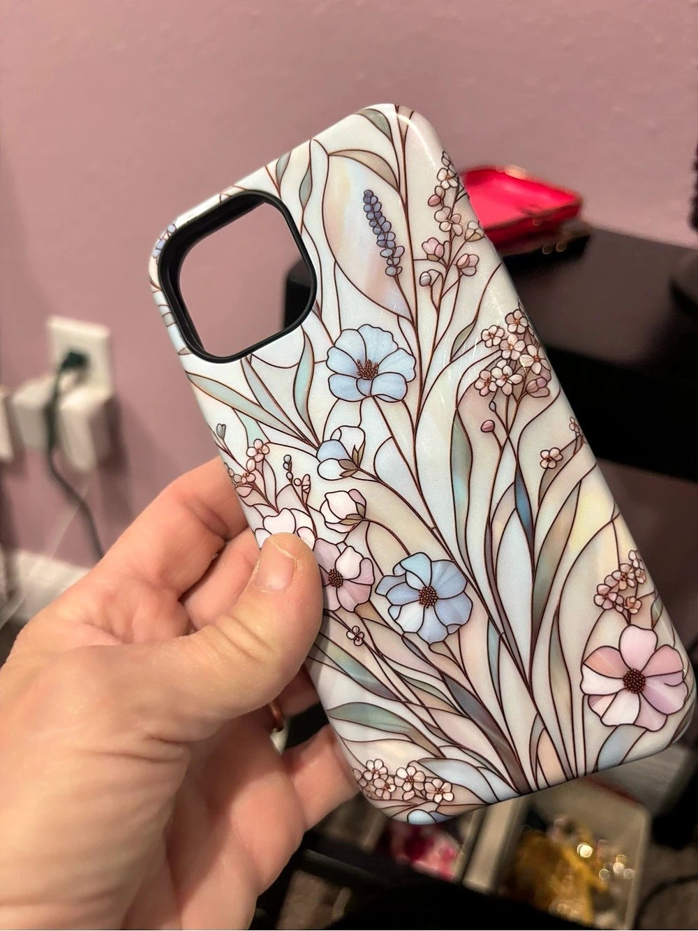 Floral Phone Case in White & Pink Like New